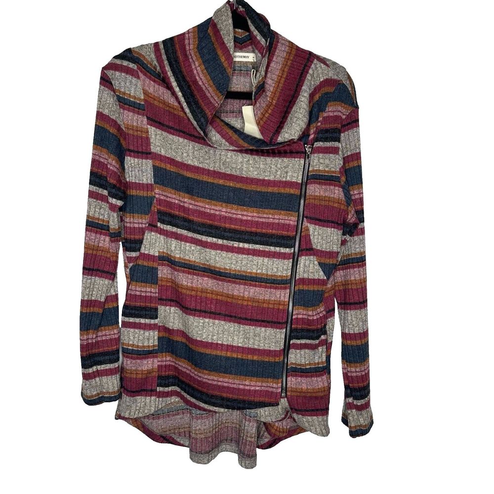 AND THE WHY Los Angeles Top Size Medium Striped Moto Style NEW ANDTHEWAY